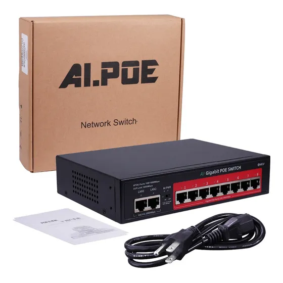 Switch Ethernet Poe 8 Puertos Gigabit + 2 Uplink Sfp 1000mbp