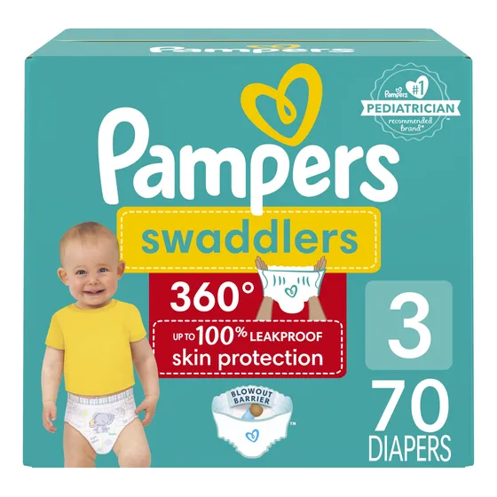 Pampers Panales - Swaddlers 360 - Talla 3, 70 Unidades, Para