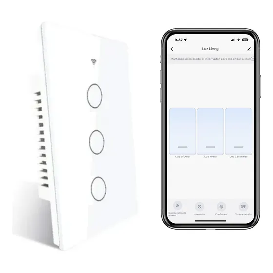 Interruptor De Luz Wifi Tactil 3c Tuya Smart Domotica 10 A 220v Blanco