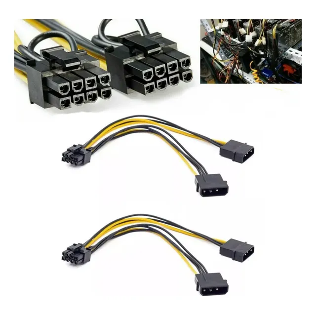 Cable Adaptador 2 Piezas 20 Cm 2 Lp4 Molex A Pcie 8 Pines