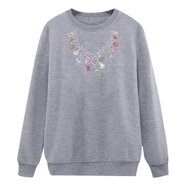 Funey Patron Navidad Impresion Color Solido Jersey Sudadera