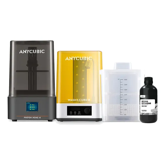 Paquete Impresora 3d Photon Mono 4 10k, Wash&cure Y Resina Gris Oscuro