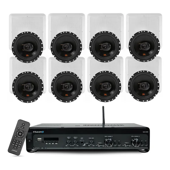 Kit Som Ambiente Bluetooth Jbl Frahm 8 Arandelas Usb 300w