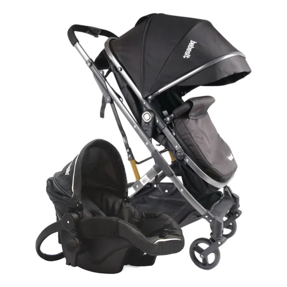 Cochecito Bebesit Travel System 3 En 1 Homy Moises Huevito Color Negro Chasis Negro