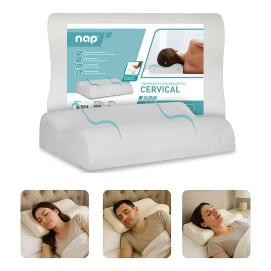 Travesseiro Cervical Ortopédico Nasa Viscoelástico Anatômico