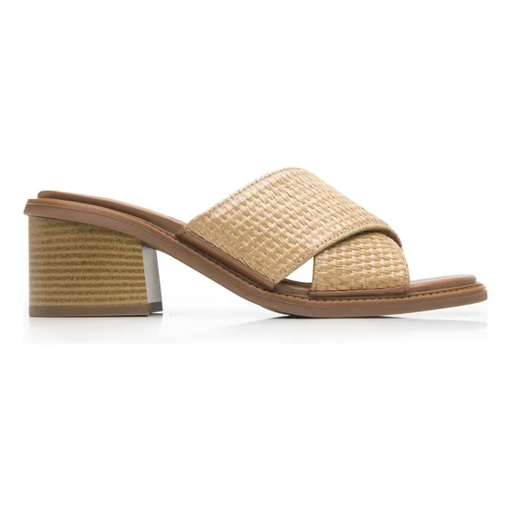 Sandalias Dama Flexi Café Tacón 6cm Slide Casual Para Mujer
