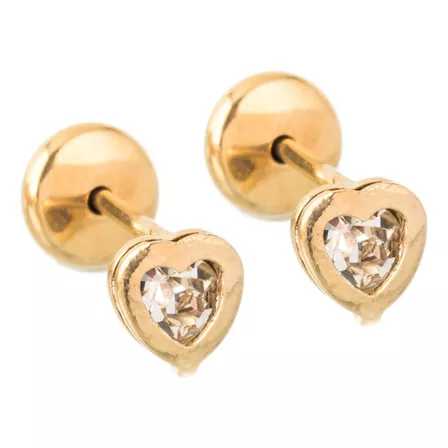 Aros Abridores Aritos Laminado Oro 24k Corazón Strass Bebe