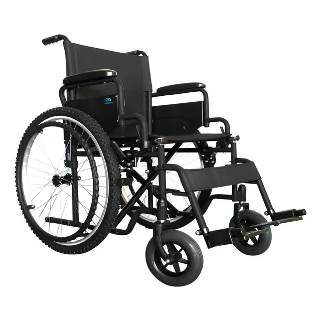 Silla De Ruedas De Lujo Todo Terreno Infinity Con Llantas Neumáticas, Plegable, Soporta 120kg, Color Negro-Negro