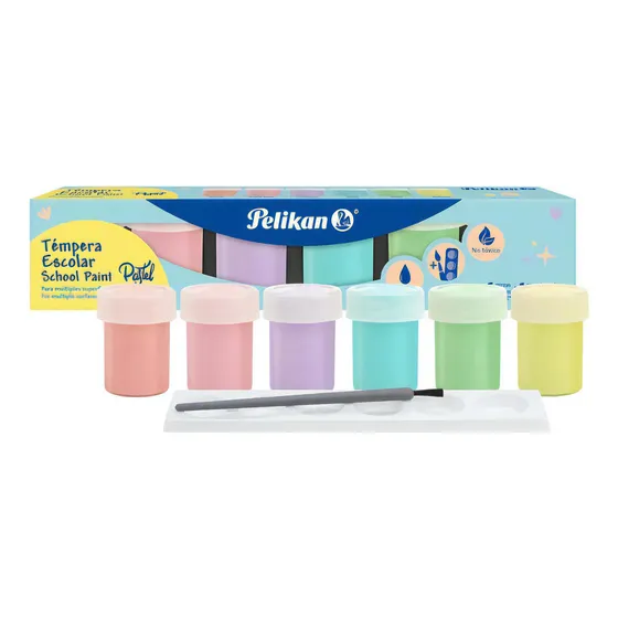 Tempera Escolar Pastel Pelikan X 6 Uds