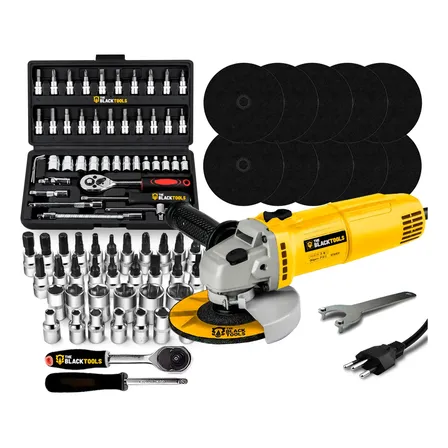 Esmerilhadeira Lixadeira Angular 4.1/2 11000rpm C/ 56 Peças Preto 127v 60hz