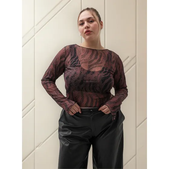 Remera De Tul Manga Larga De Noche  Mujer Naif