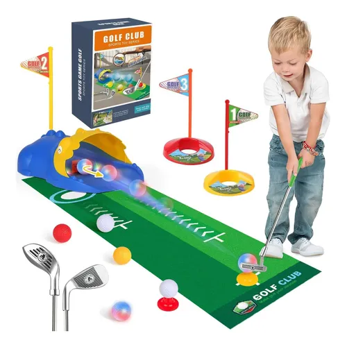 Mini Golfe Jogo Com Taco, Bola E Caçapa Golf Caixa Madeira