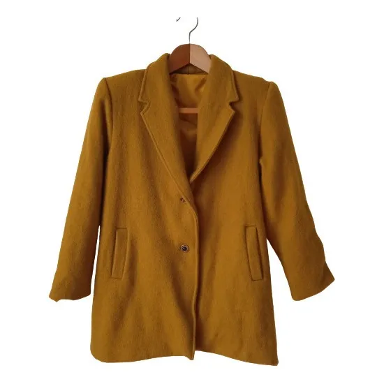 Saco De Paño Forrado Talla  L Color Mostaza Para Dama