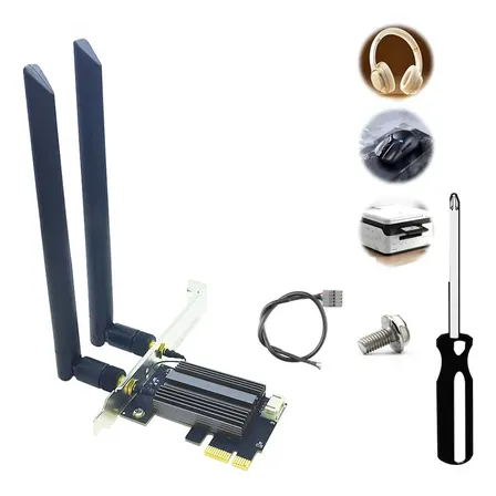 Placa Wifi 6e 5/6g 5374mbps Dual Band Pcie Pc Bluetooth 5.3