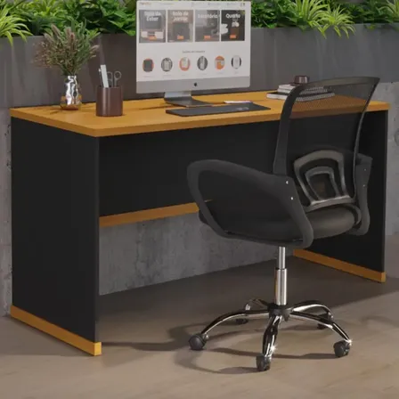 Mesa Para Escritório Com Tampo 25mm Verbena Preto E Naturale