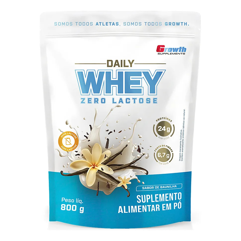 Daily Whey Protein Zero Lactose 800g Growth Supplements Baunilha Daily Whey Protein Zero Lactose 800g Growth Supplements Baunilha