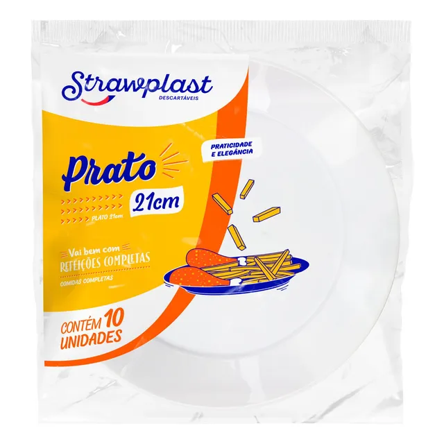 10 Plato Descartable Redondo 21 Cm Blanco Goldsky