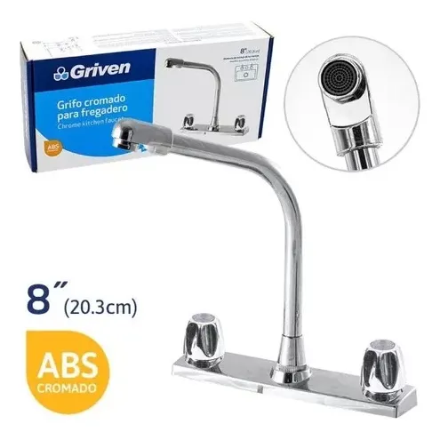 Llave Doble Fregadero Lavaplato Plastico Crom Cisne Griven