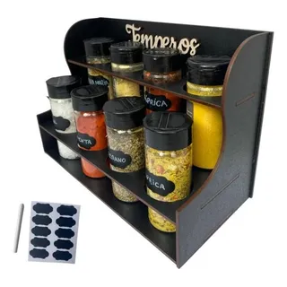 Porta Temperos E Condimentos Luxo 8 Potes Mais Etiquetas Porta Temperos E Condimentos Luxo 8 Potes Mais Etiquetas