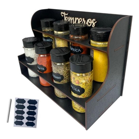 Porta Temperos E Condimentos Luxo 8 Potes Mais Etiquetas Porta Temperos E Condimentos Luxo 8 Potes Mais Etiquetas