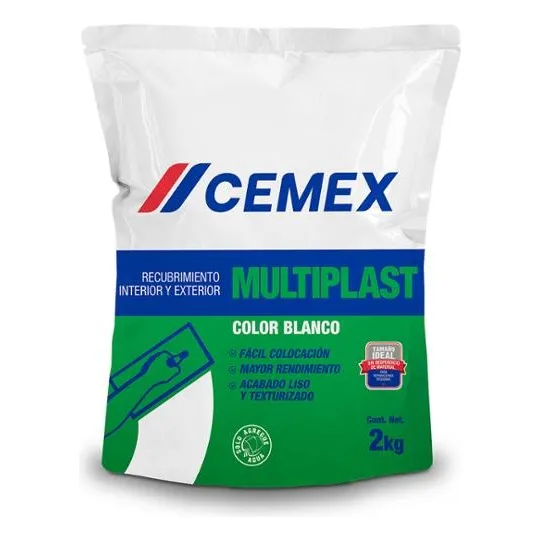 Cemex Multiplast Blanco 2kg A Base De Cemento 2 Pzas