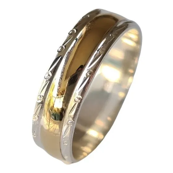 Argolla Compromiso Matrimonio Oro 18k  Y Plata 925  Ref 02