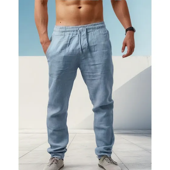 Pantalones Ligeros De Lino Y Algodón Para Primavera-verano P