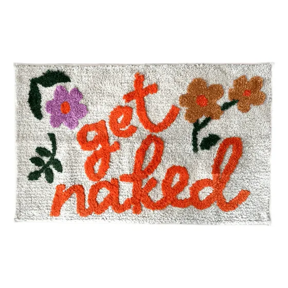 Alfombra Baño Texto Ingl «get Naked» Bonita Divertida