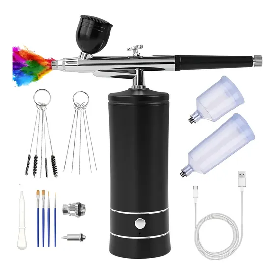 Kit Aerógrafo Portátil Bakeway con Compresor USB para Maquillaje y Pintura