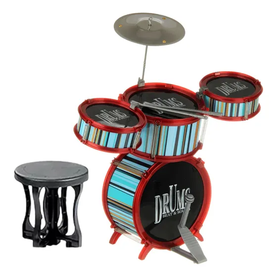 Bateria Musical Infantil Jazz Drum Rock Brinquedo Com Banco