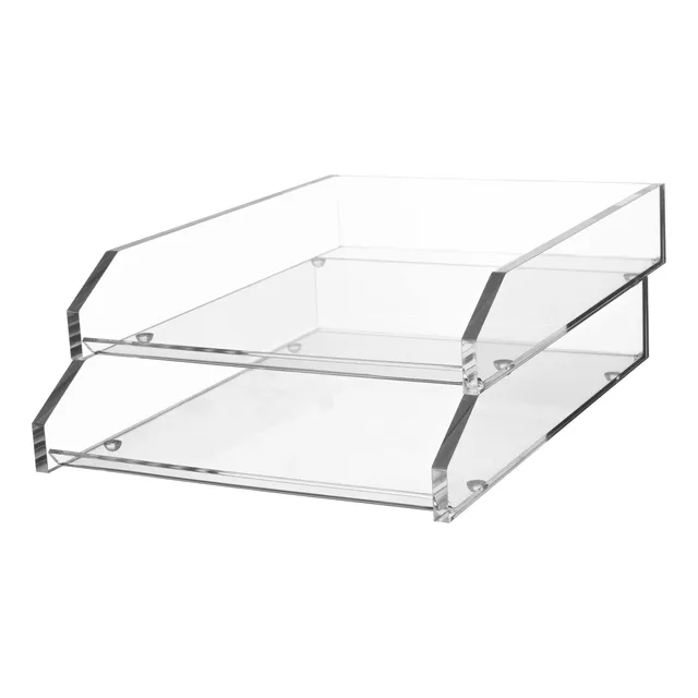 Soporte Acrílico Para Monitor Con Almacenamiento Teclado Tra