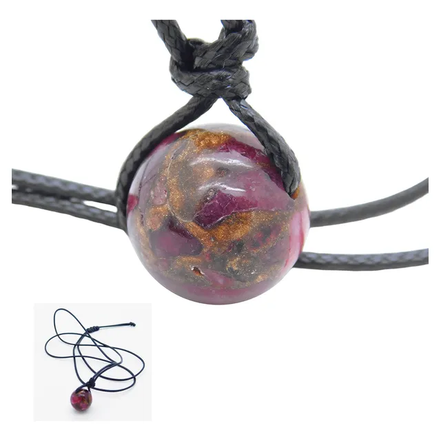 Collar Colgante Piedra Natural De 12mm (red Stone) - D699