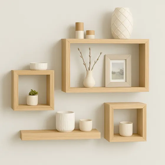 Set De 4 Repisas Estantes Madera Pino Decoración Hogar