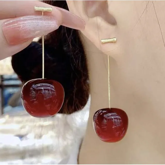 Zarcillos Cereza 3d De Moda Mujer Elegantes Cherry