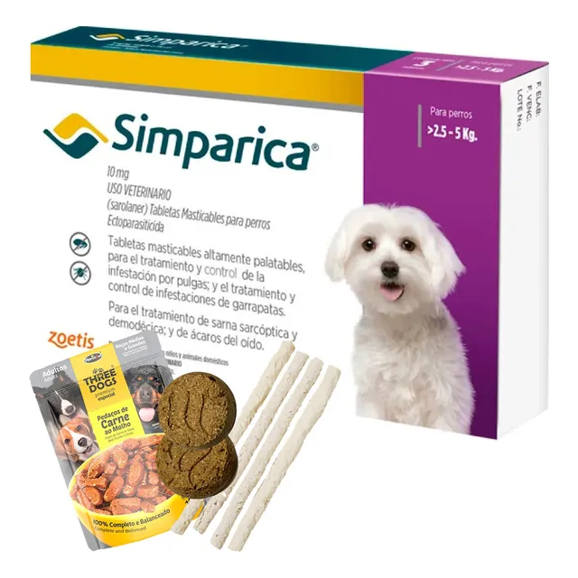 Zoetis Simparic 20mg Perro - Amarillo - 3 - 2.6 kg - 5 kg - 3 - Unidad - 1