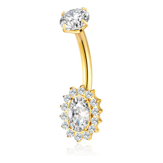 Piercing Banana Titânio Oval Zircônia Cravejada 1.6x10 Piercing Banana Titânio Oval Zircônia Cravejada 1.6x10