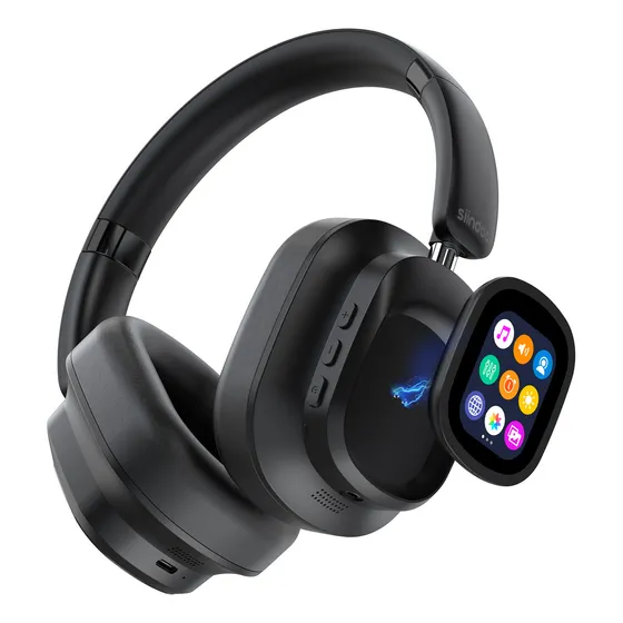 Audífonos Siindoo JH-ANC930PLUS Híbridos Cancelación Ruido Con Pantalla Táctil Color Negro