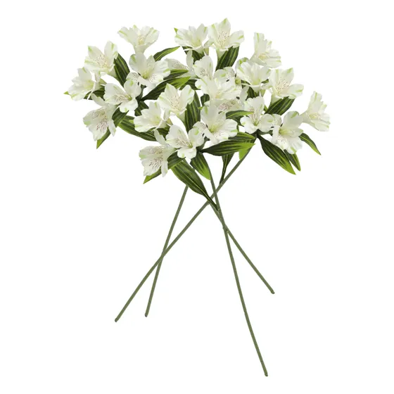 4 Astromelia Blanca Flores Artificiales 61 Cm Le Bouquet