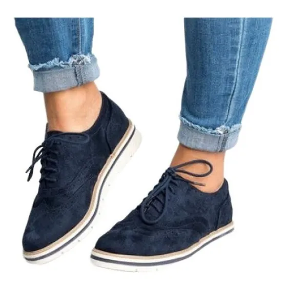 Zapatos Planos Casuales Con Plataforma Y Punta Redonda