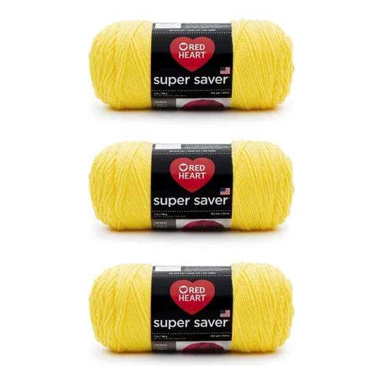 Hilo Red Heart Super Saver De Color Amarillo Brillante, Paqu
