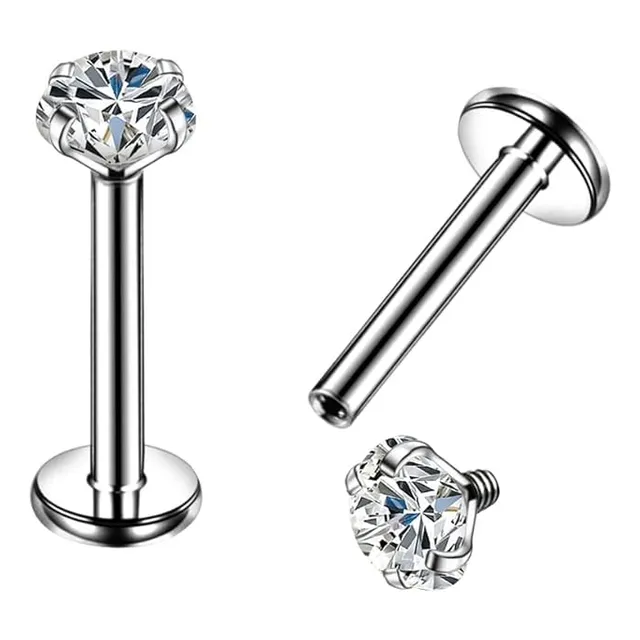 Piercing Labret Con Brillo Zirconia Acero Quirúrgico