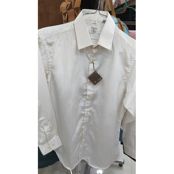 Camisa Talla M Valentino Blanca Rayas Manga Larga Caballeros