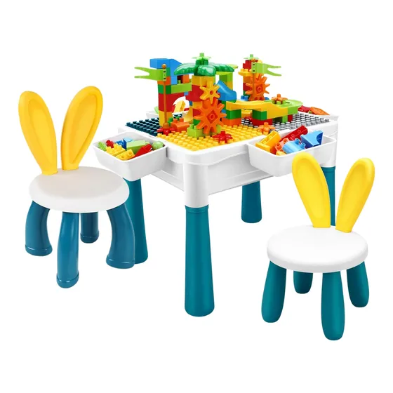 Juego Didáctico 400 Piezas Mesa Y 2 Sillas Cajas Laterales