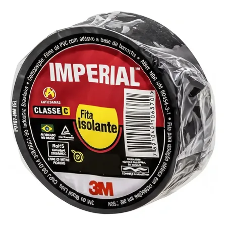 Kit 10 Fita Isolante 3m Adesiva Imperial 18mm X 20 Metros Preto Lisa