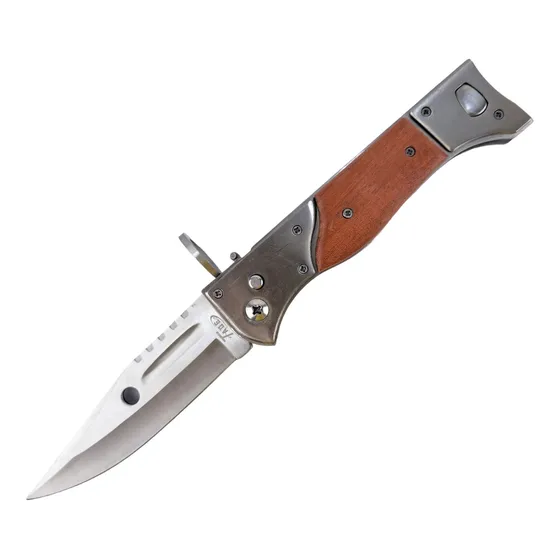 Canivete Cabo Madeira 26 Cm Baioneta Automático Ak-47