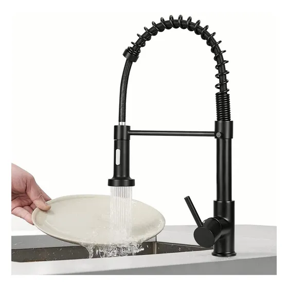 Grifo para Fregadero de Baño Monomando Llaves para Cocina Dália Color Negro