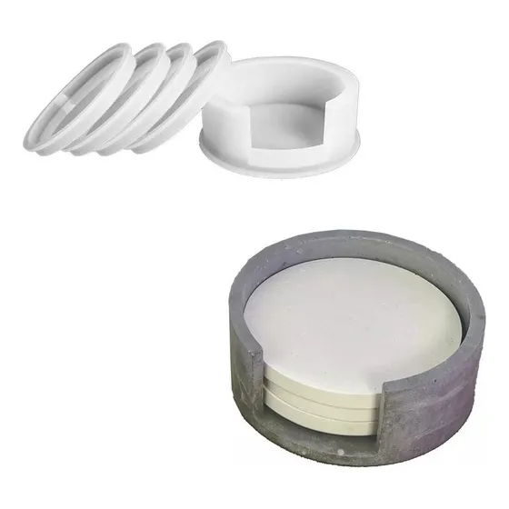 Molde Silicone 4 Porta Copos Redondo + Suporte