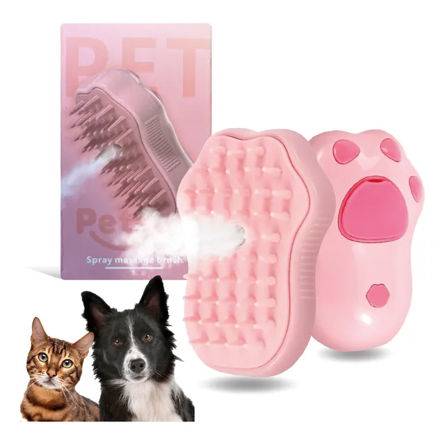 Cepillo Vapor Gato/perro Sacapelo Recargable 3en1 Rosa