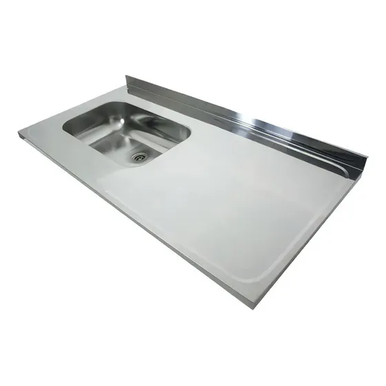 Mesada C/ Pileta Cocina Simple 160cm Dh52/e Acero Inoxidable Color Plateado 2