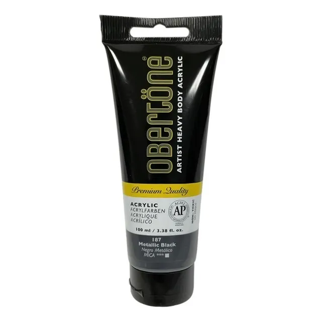 Tubo Pintura Acrilica Profesional Obertöne Heavy Body 100ml Color 187 Negro Metálico